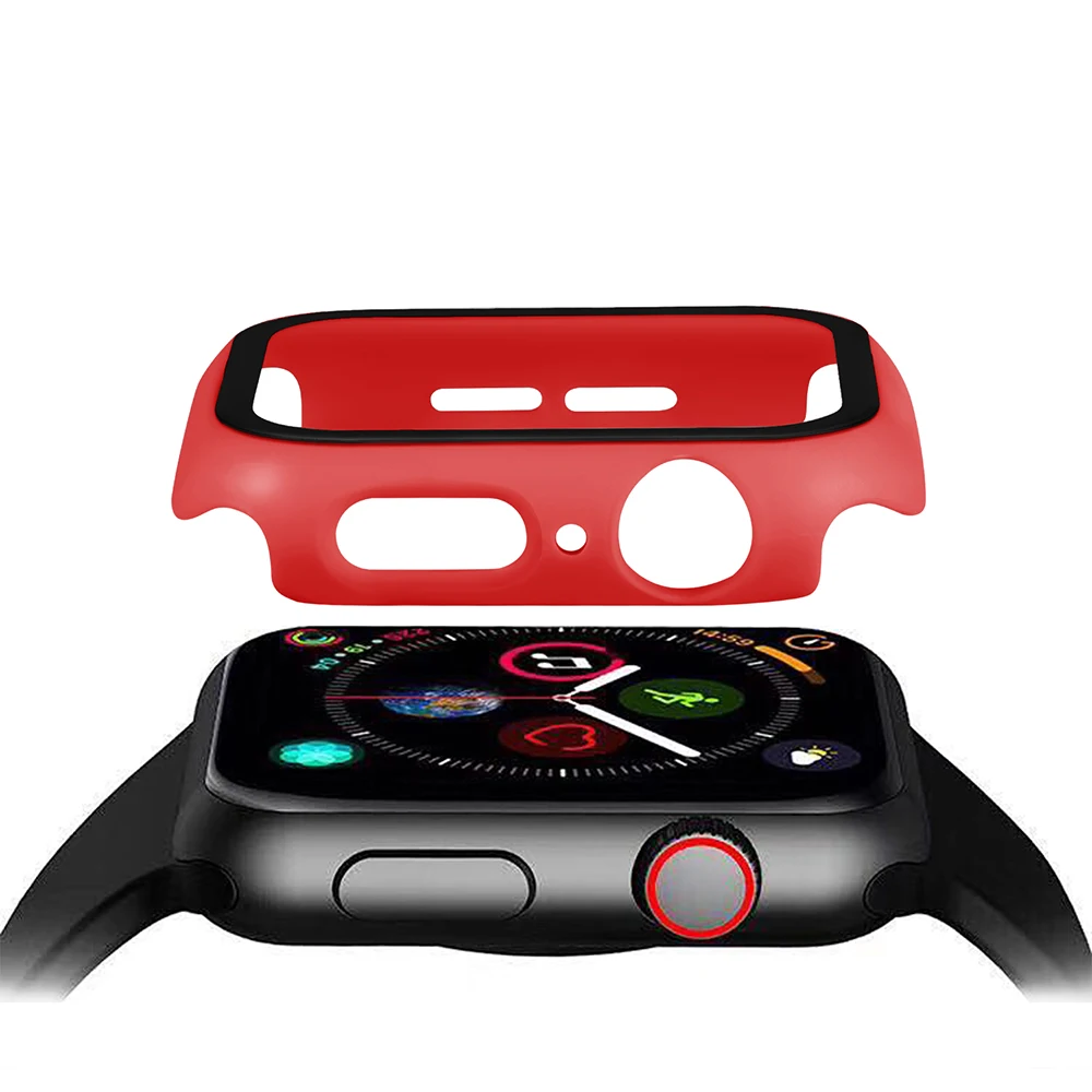 Чехол из поликарбоната для Apple Watch 5, 4, 40 мм, 44 мм, защитный чехол из закаленного стекла для iWatch 3, 2, 1, 42 мм, 38 мм, чехол для часов