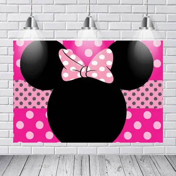 

Pink White Dors Minnie Head Photography Backdrop Children 1st Birthday Photo Prop Studio Backdrop Background Photophone