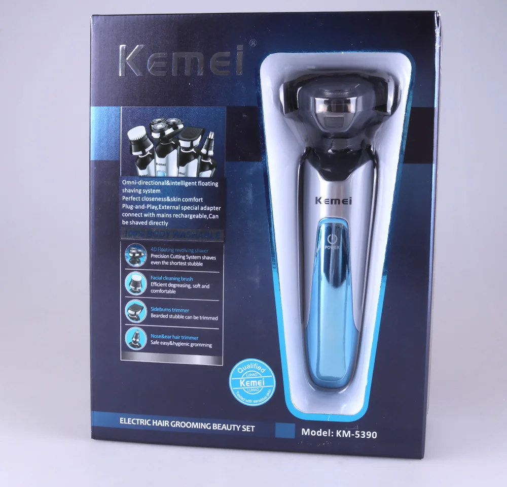Kemei 3D плавающий станок для бритья с тройным Лезвием обработка всего тела Триммер перезаряжаемая электробритва для мужчин электрическая бритва RazorD42 - Цвет: with box