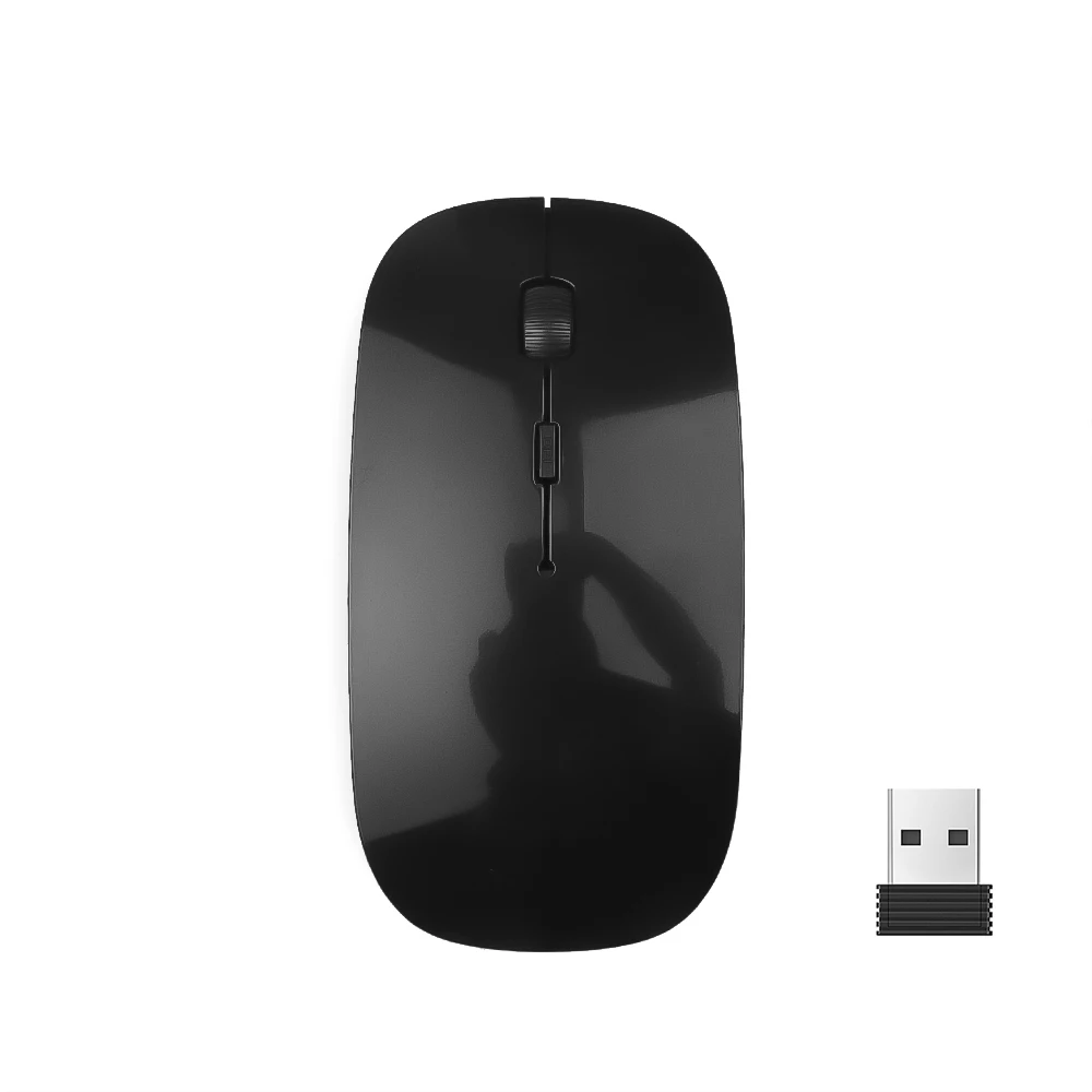 Kebidumei ультра тонкий USB 2,4 ГГц Беспроводная мышь оптическая игровая для Apple Mac ноутбука выключатель питания мыши тонкий приемник компьютер Горячая Распродажа - Цвет: Black