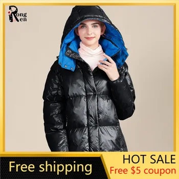 

Autumn Winter Women's Down Coat Bright Surface Loose Plus-sized Woman Cotton Dress Woman Parkas Plus Size Coat Korean Fasion
