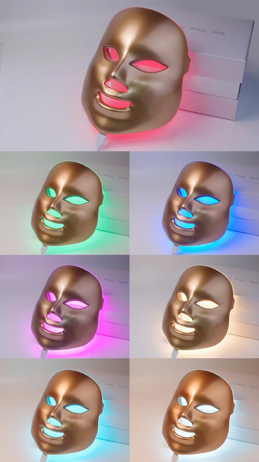 Online Foreverlili LED máscara Facial 7 colores luz fotón apretar poros de la piel rejuvenecimiento Anti acné tratamiento de eliminación de arrugas salón de belleza