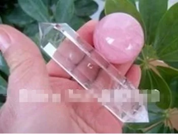 

326 NATURAL CLEAR QUARTZ CRYSTAL DT WAND POINT +ROSE BAll