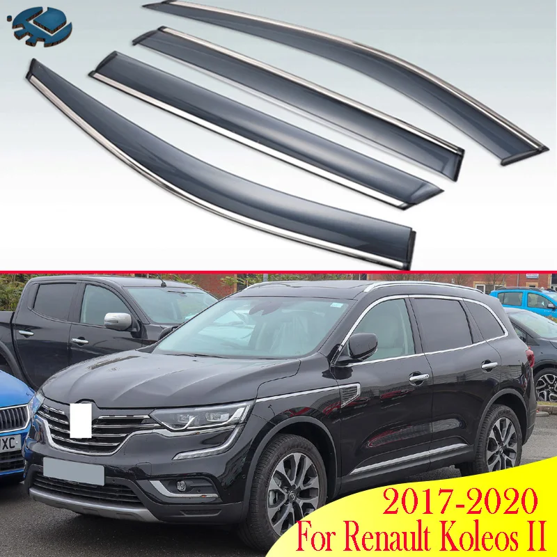 

For Renault Koleos II 2017-2020 Car Accessories Plastic Car Window Visors Rain Sun Visor Shield Cove Accessories 4PCS 2018 2019