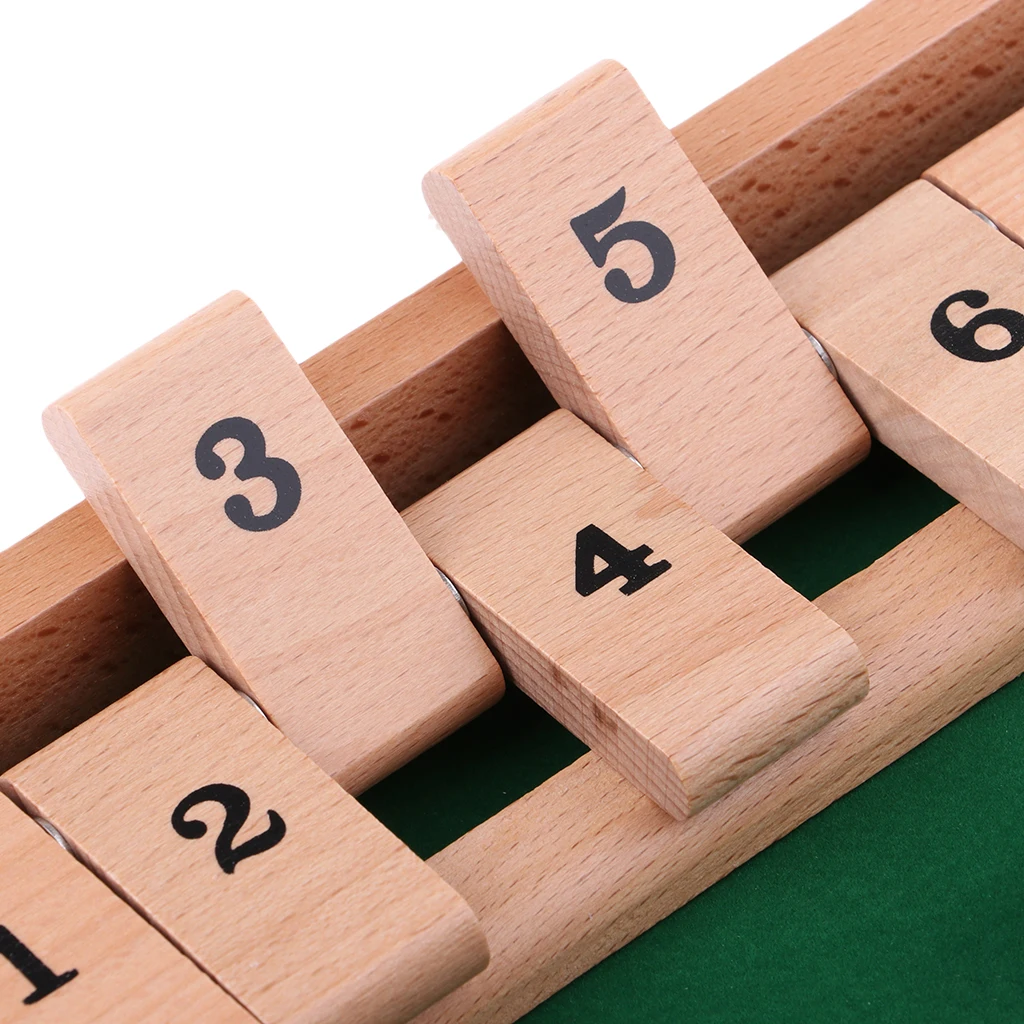 Wooden Shut The Box Board Game With 2 Dice And Number Game For 2-4 Players