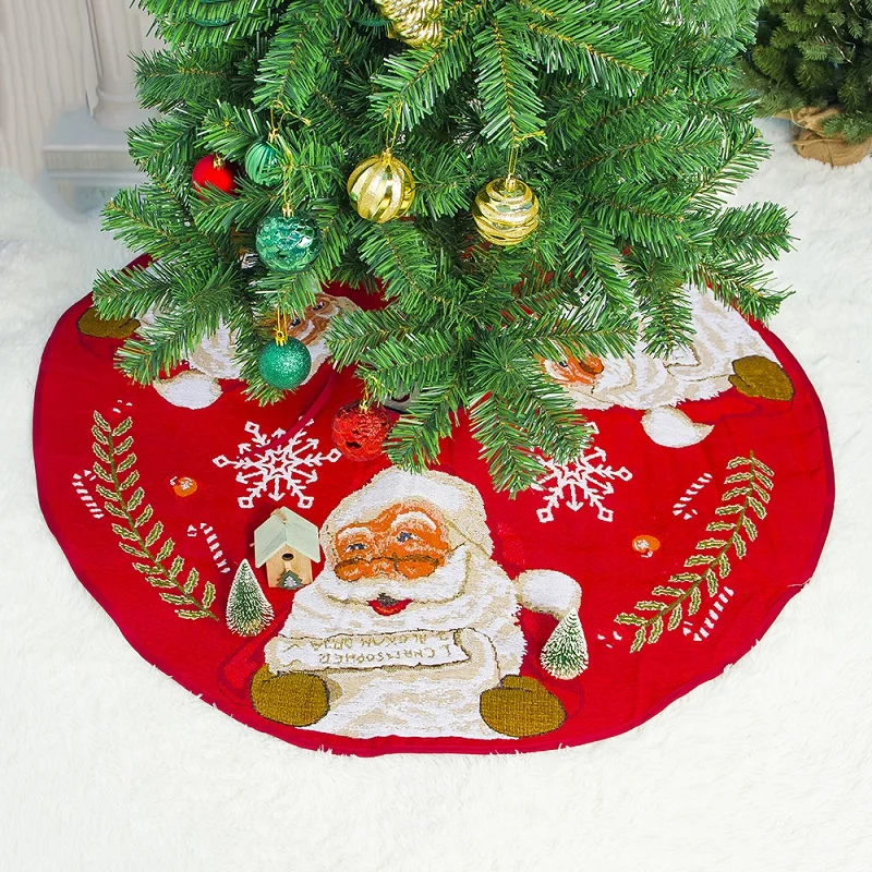 Christmas tree skirt polyester cotton red print 100cm indoor Christmas tree decoration 2020 New Year festival party supplies