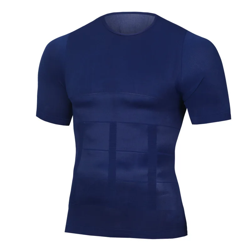 Мужская облегающая Облегающая рубашка без рукавов, облегающие Топы Abdo для мужчин, фитнес, эластичная, красота, облегающие жилеты для похудения, форма для гимнастики - Цвет: 94-Blue