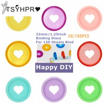 32mm/1.25 pouces BRICOLAGE DISCBOUND DISQUES 50/100pcs Coeur Forme Contraignante Accessoires discbound Disques Planificateur BRICOLAGE LF19 308