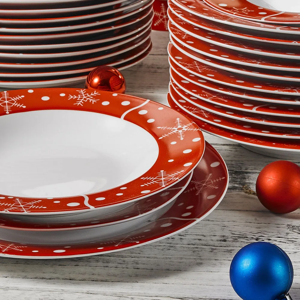 Tanie VEWEET SANTACLAUS 36 sztuka boże narodzenie porcelanowe naczynia stołowe zestaw talerzy z talerzyk deserowy talerz zupy płytki talerz prezent