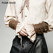 Панк рейв стимпанк тяжелые металлические перчатки с заклепками Готическая искусственная кожа Мода Броня Косплей браслеты мужские нарукавники одна пара