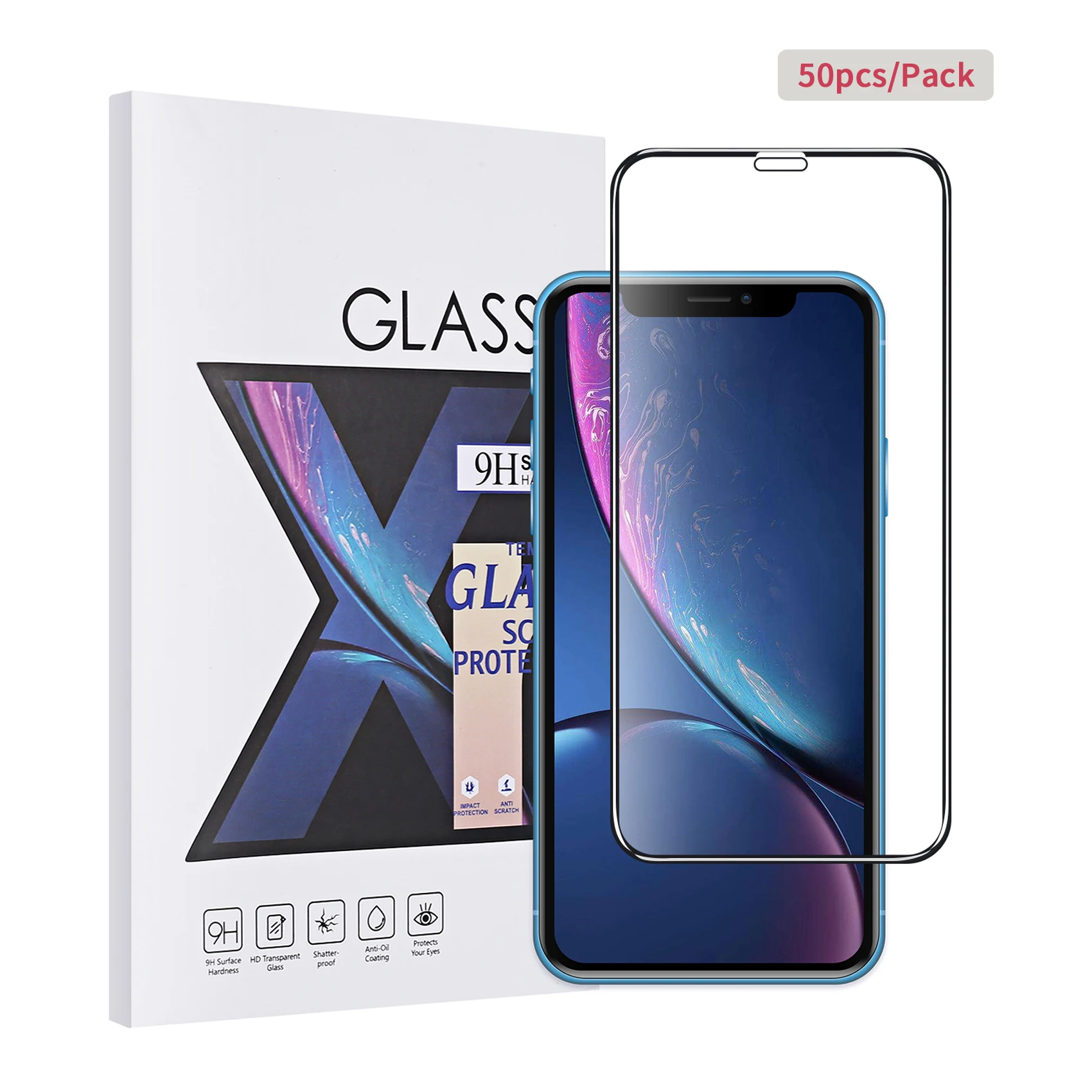 50 шт последний протектор экрана для Apple iPhone XR пленка из закаленного стекла 9H Высокая твердость [Lastest изогнутый край] - Цвет: iPhone XR