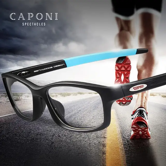 US $15.08 CAPONI Sports Mens Eyeglasses Business Style Reading Eye Glasses Frame Light Weight Clear Lens Com