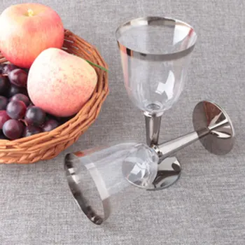 

6PCS Disposable Plastic Cup Goblet Red Wine Champagne Glass Cocktail Glass Party Drink Cup Ice Cream Cup