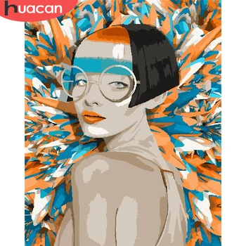 

HUACAN DIY Pictures By Number Girl Kits Painting By Numbers Woman Hand Painted Picture Art Drawing On Canvas Gift Home Decor