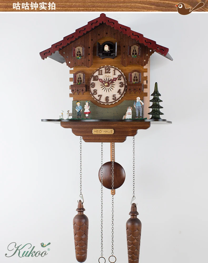 Деревянные настенные часы с Куком, колокольчик Хайди, каюта, модный сад, импортные, в швейцарском стиле, кварцевые - Цвет: Arab number