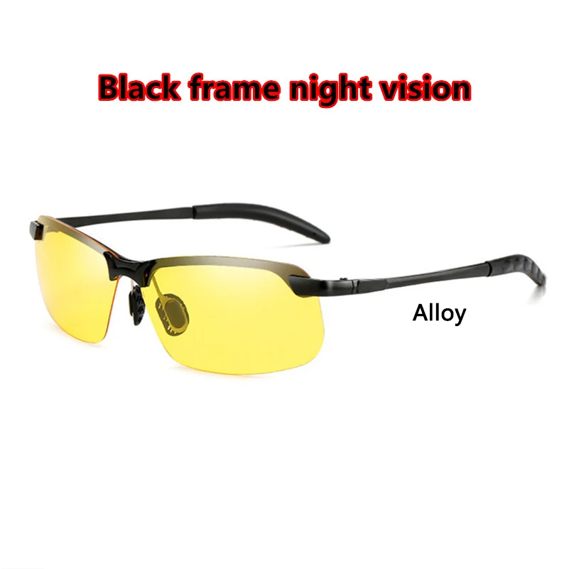 Фотохромные солнцезащитные очки для мужчин, Поляризованные, меняющие цвет, UV400, солнцезащитные очки для женщин, для ночного видения, для пилота, для вождения, мужские очки, gafas de sol - Цвет линз: Black Night vision A