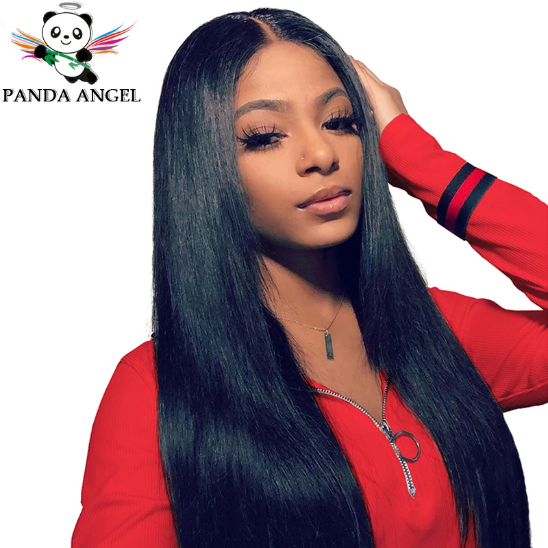 

Panda 13x4 Brazilian Straight Lace Front Human Hair Wigs Remy Pre-Plucked Bleached Knots 150% Density 13x6 Lace Front Wigs