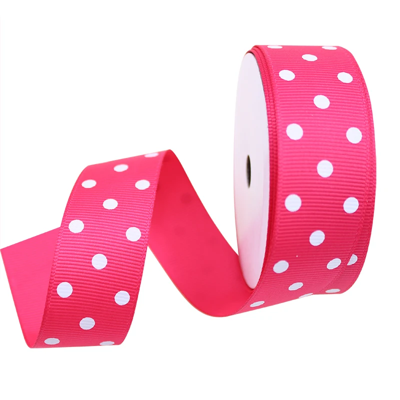 Pink T.R лента 1 дюйм 25 мм в горошек напечатанная корсажная лента 7 цветов на выбор - Цвет: Pink