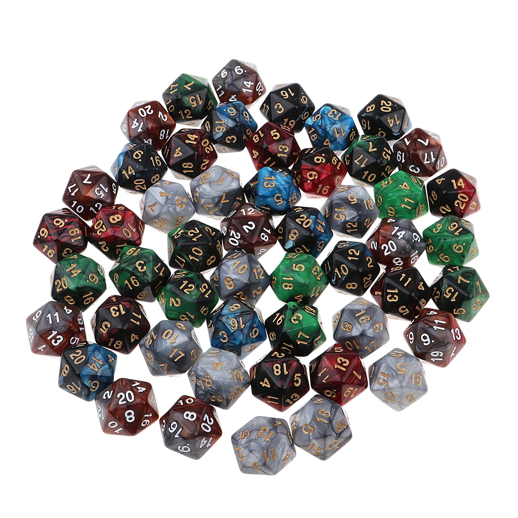 50pcs D20 16mm Dice for Friends ,Family , Travel Board Games Gifts