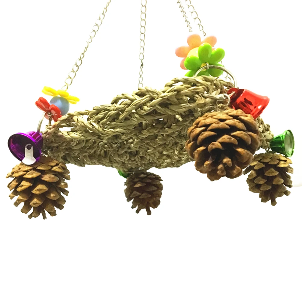 Pet Bird Pine Cone Bell безвредные Висячие качели гамак платформа укусаемые интерактивные игрушки