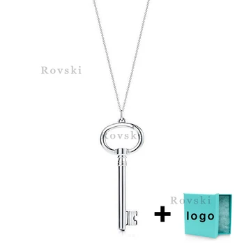 

XL TFX TTFF Rllen Sterling Silver Simple Key Necklace Sweater Chain Suitable for Women's Party Jewelry Wholesale Free Delivery.