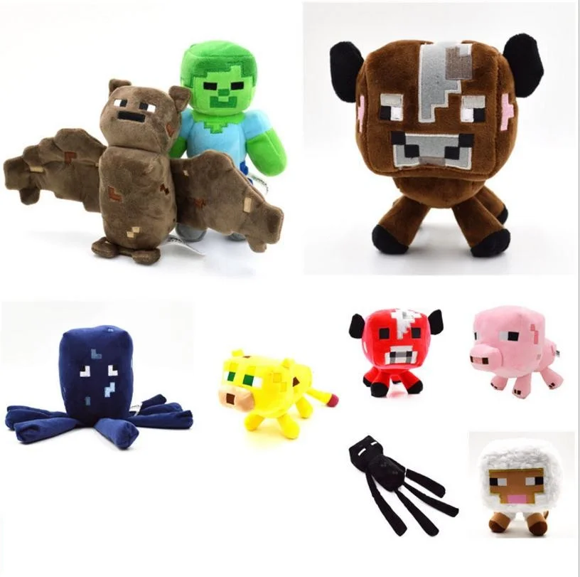 

9pcs/set My world Stuffed Plush Toy Doll Zombie Bat Squid Mooshroom Enderman Ocelot Pig Baby Sheep Children Kid Gift Toys
