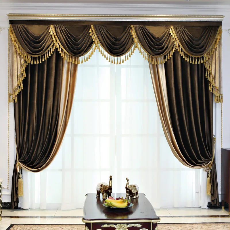

Nordic Style Luxury European Style Curtains for Living Room Bedroom Room Color Matching Flannel Curtains High-end Window Curtain
