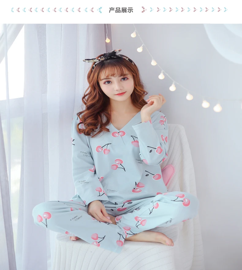 Корейский стиль, весна-осень, стиль, рисунок из мультфильма, чистый хлопок, тонкие трикотажные брюки с длинными рукавами милый Пижамный костюм с дельфином, спортивный костюм