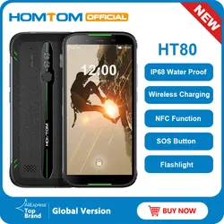 HOMTOM HT80 Android 10 IP68 Водонепроницаемый LTE-4G мобильный телефон 5,5 дюймов 18:9 HD + MT6737 четырехъядерный NFC Беспроводной заряд SOS смартфон