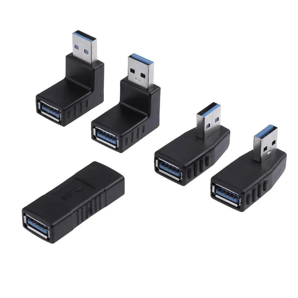

TOP!-5 in 1 USB 3.0 A Male to Female 90 Degree+Straight Angled Adapter Connector Angle Extension Extender Set