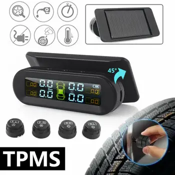 

USB+Solar Wireless Car TPMS Tire Pressure Monitor System W/ 4x External Sensors