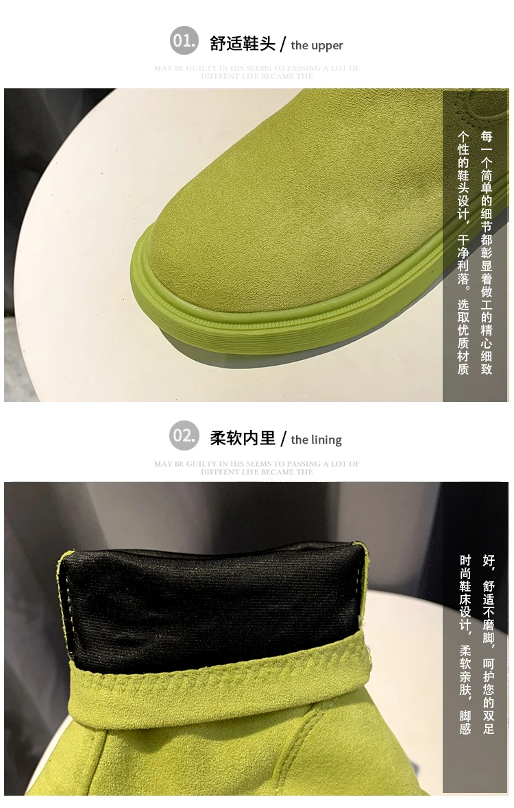 creepers bottom non-slip martin boots new designer solid flock slip-on chelsea botas short ankle booties winter warm women shoes