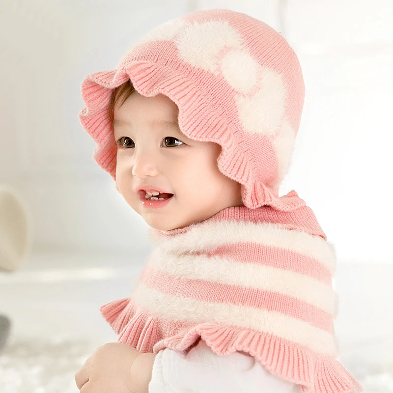 Детский шарф принцессы для маленьких девочек, шапка, зимний теплый вязаный шарф, шаль, модная Милая хлопковая мягкая шапочка для новорожденных девочек эластичный головной убор