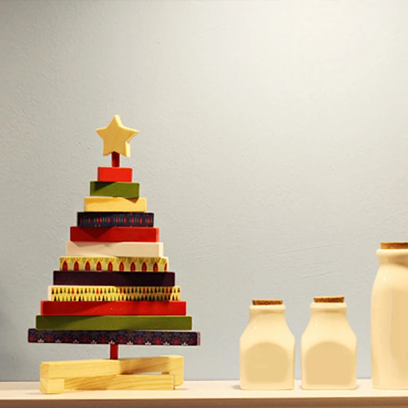 Рождественская елка Подвески Рождественская елка мини вращающиеся деревянные настольные украшения креативные рождественские украшения для дома подарки