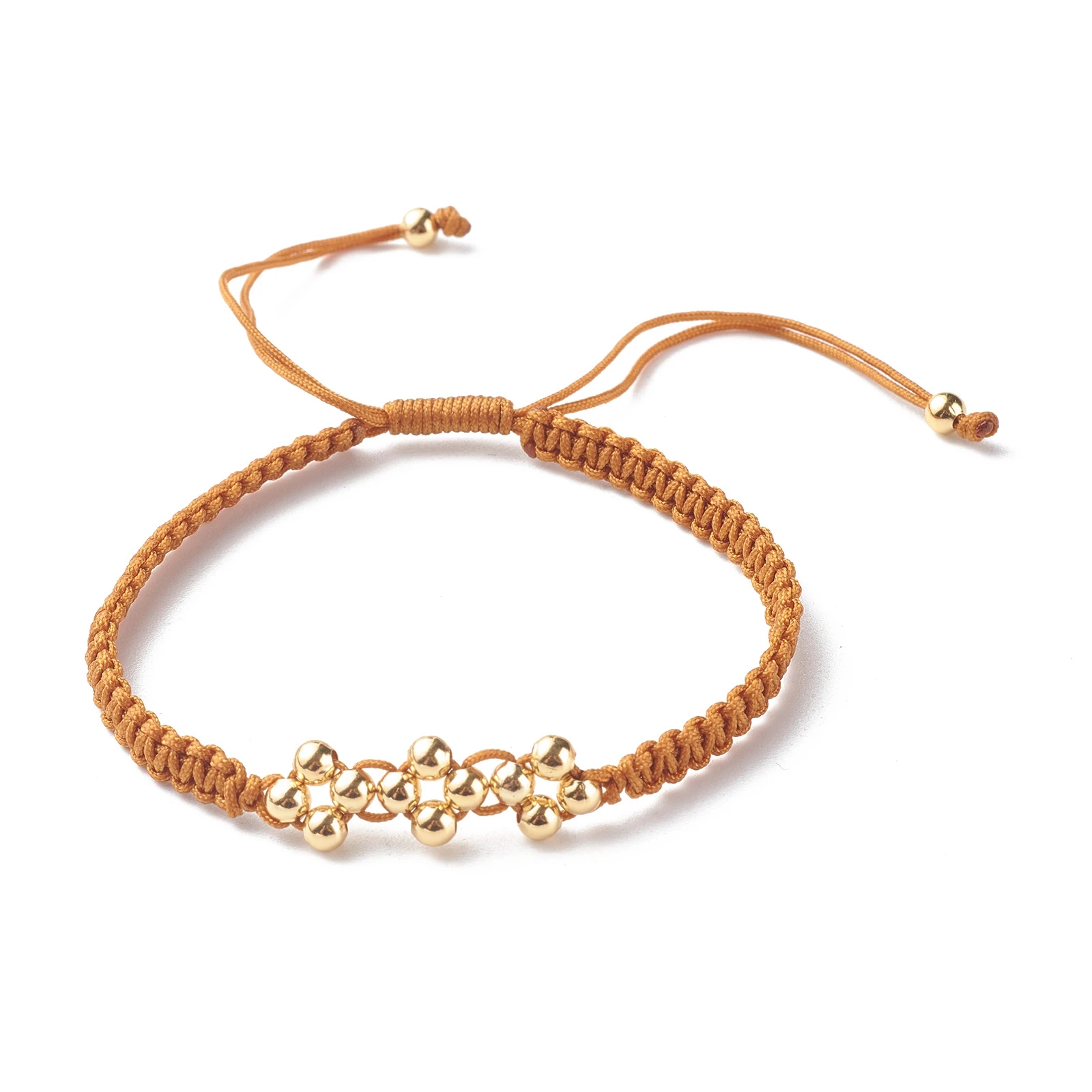 15pcs Wholesale Adjustable Nylon Thread Cord Bracelets with Brass Beads Couple Relationship Braided Rope Bracelets Jewelry Gift