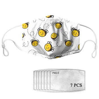 

Cute Cartoon Tiny Bee Pattern Dust Mask Protective for Men Women Mouth Face Masks with PM2.5 Mascarillas Boca Washable Custom