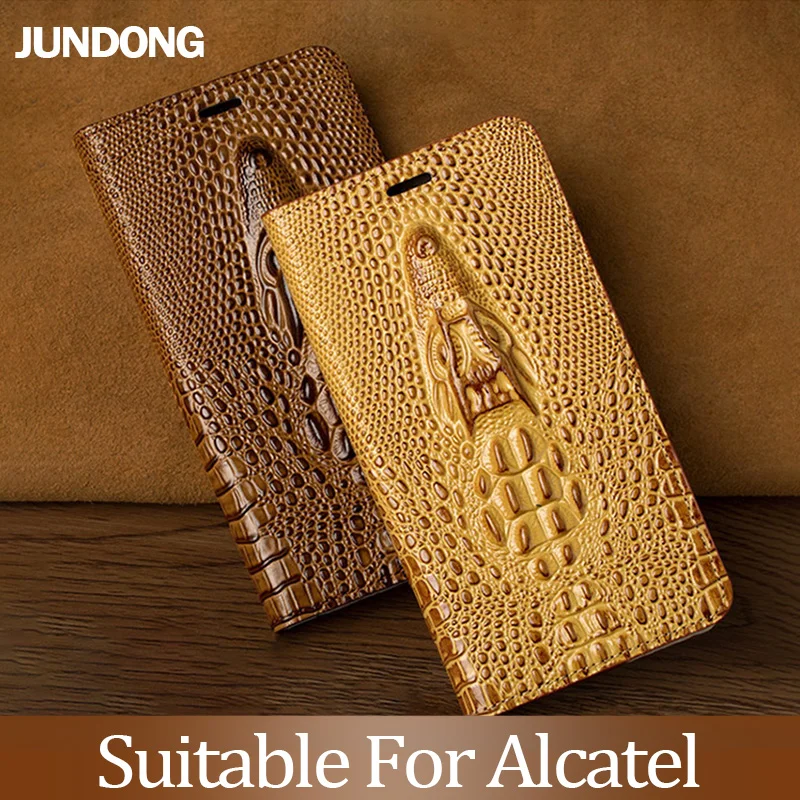 

For Alcatel X1 S1 1C 3 3L 2019 A30 7 C7 A7XL Pixi 4 5.0 Case Cowhide Luxury Dragon Head Flip Cover