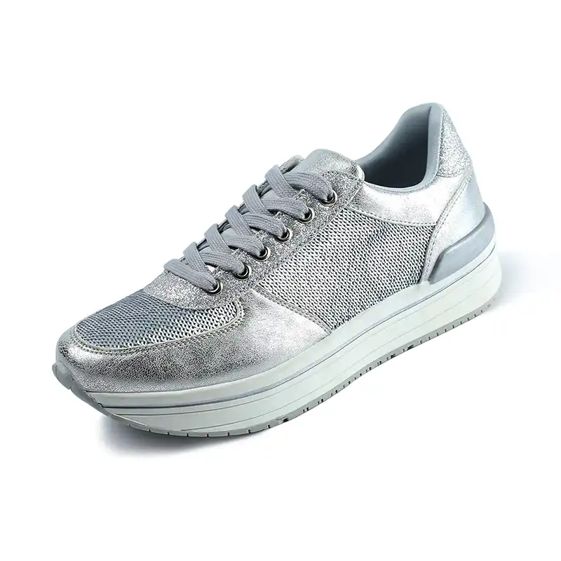 womens black and silver trainers