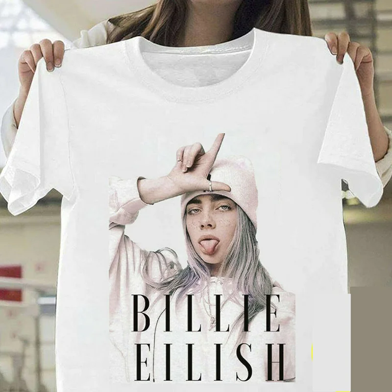 Новая белая женская футболка в стиле Харадзюку Billie Eilish топы с короткими рукавами