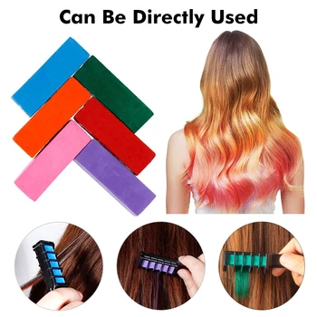 

Disposable Temporary Pro Hair Dye 6 Colors Mini Hair Chalks Crayons For Hair Color Multicolor Hair Dye Comb Hair Care Styling