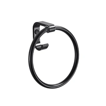 

Black Bathroom Towel Holder Wall-Mounted Round Towel Rings ,Towel Rack Wall Mount Bathroom Hardware