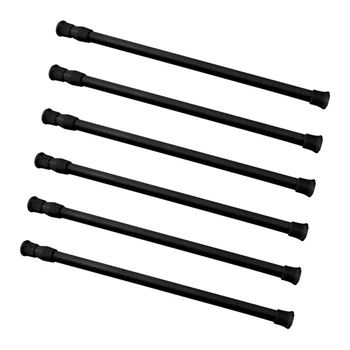 

Small Tension Rods for Cabinets Cupboard Bars for RV Closets Refrigerator, Spring Rods 11.8 to 19.6 Inches, 6 Packs (Black)
