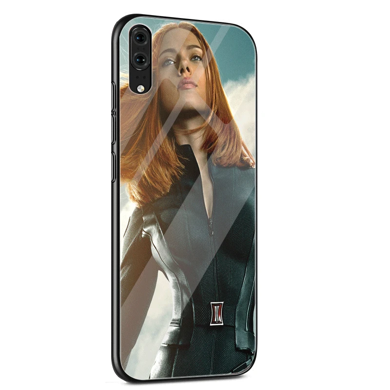 Стеклянный Чехол для мобильного телефона huawei P30 P10 P20 7A Y6 Y9 P Smart mate 20 Honor 9 10 8X Lite Pro Cover Black Widow