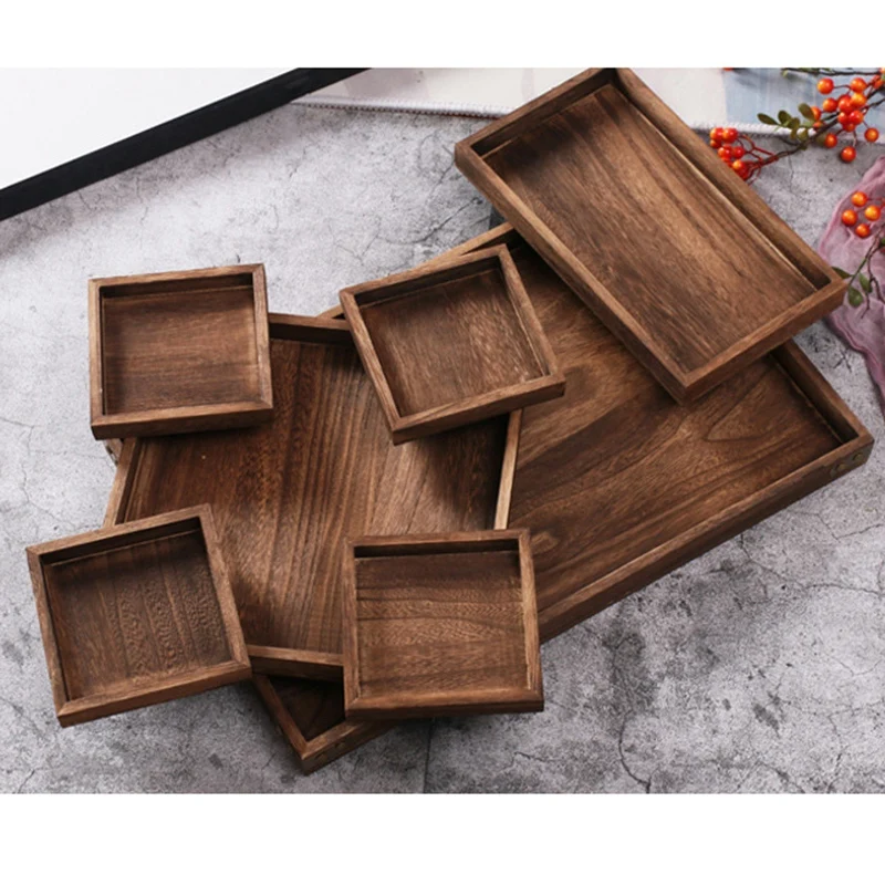7 шт./компл. деревянный Чай поднос сервировочный столик плиты закуски десерт Еда хранения Блюдо Чай Кофе лоток для завтрака, железная Люстра для гостиницы сервировочный поднос