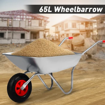 

65L 80KG Heavy Duty Large Garden Wheelbarrow Cart Wheel Transport Metal Steel Mesh Wheelbarrow Capacity Pneumatic Tyre For Lawn