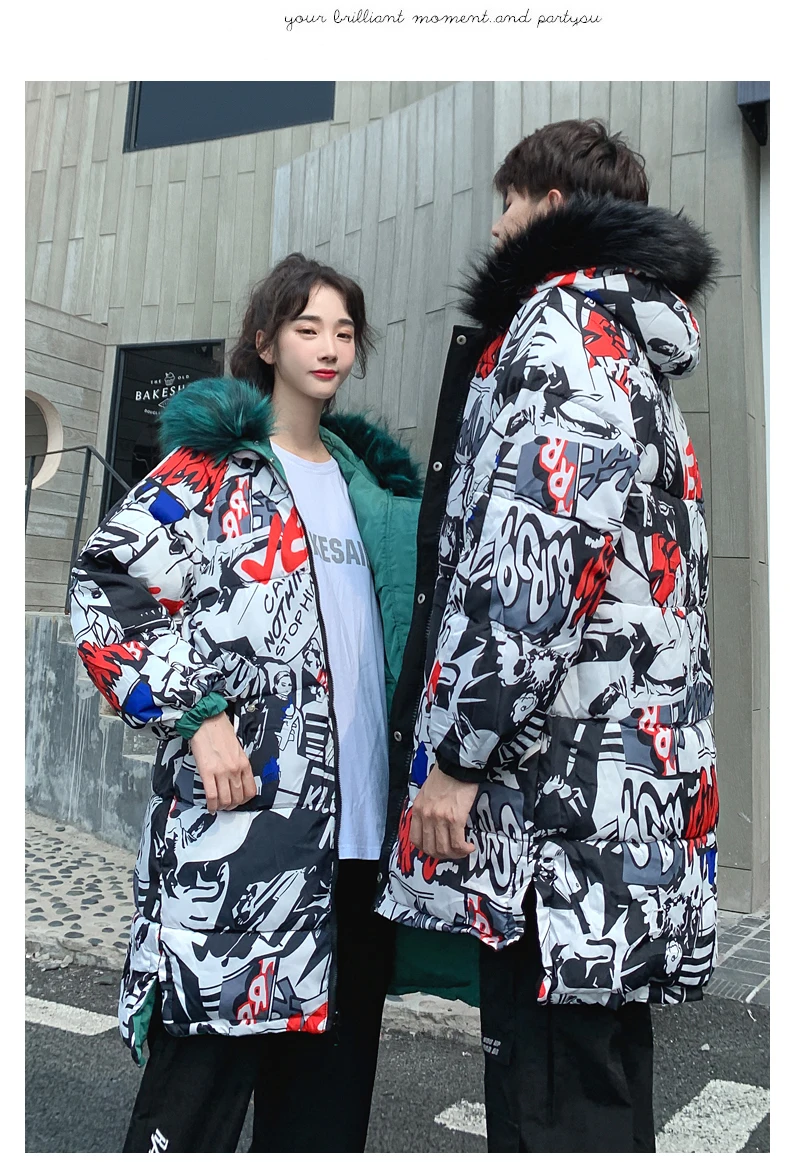 Liketkit мужские зимние куртки и пальто мужское двустороннее толстое длинное пальто с принтом мужское свободное шерстяное пальто с воротником Корейская парная верхняя одежда