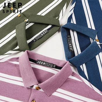 

JEEP SPIRIT Striped Summer Polo Shirt Men Fashion Casual Short Sleeve Turn Down Collar Men Polo Shirt Cotton Breathable Men Tops