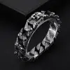 Fongten Gothic Retro Style Mens Bracelets Stainless Steel Skull Franco Link Curb Chain Bracelet For Men Punk Fashion Jewelry ► Photo 3/6