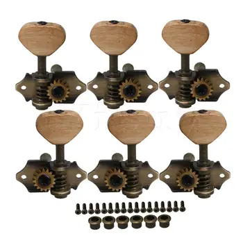 

Bronze Zinc Alloy Guitar String Tuning Pegs 3L3R With Acacia Wood Handle