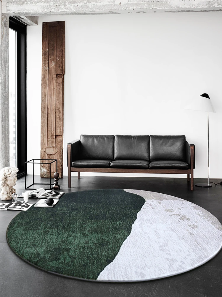 Ковер в скандинавском стиле, темно-зеленый круглый ковер для художественного оформления, большой размер, современный ковер для украшения дома, журнальный столик